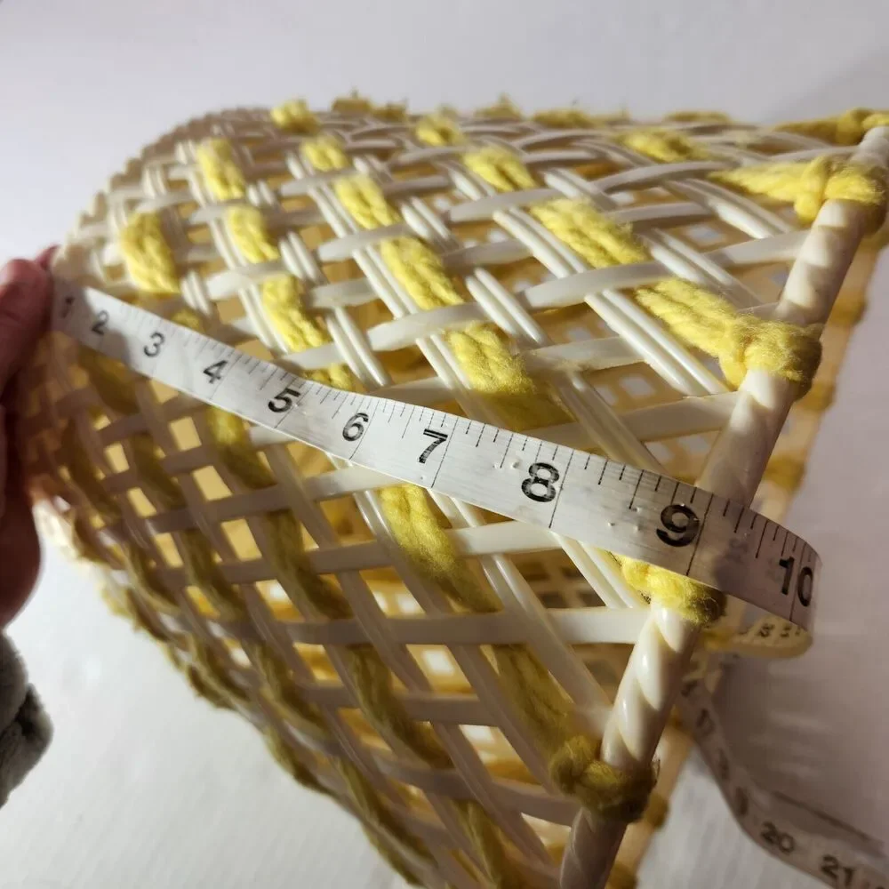 Dialene Better Maid Trash Can Waste Basket Small Woven Yarn MCM Yellow Vtg 9.5in